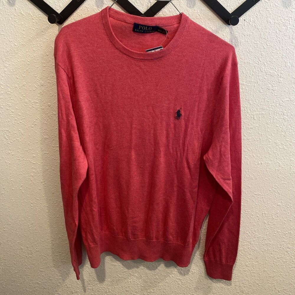 Polo Ralph Lauren Cotton Cashmere Crew Neck Sweater Salmon Pink Size Medium NWT